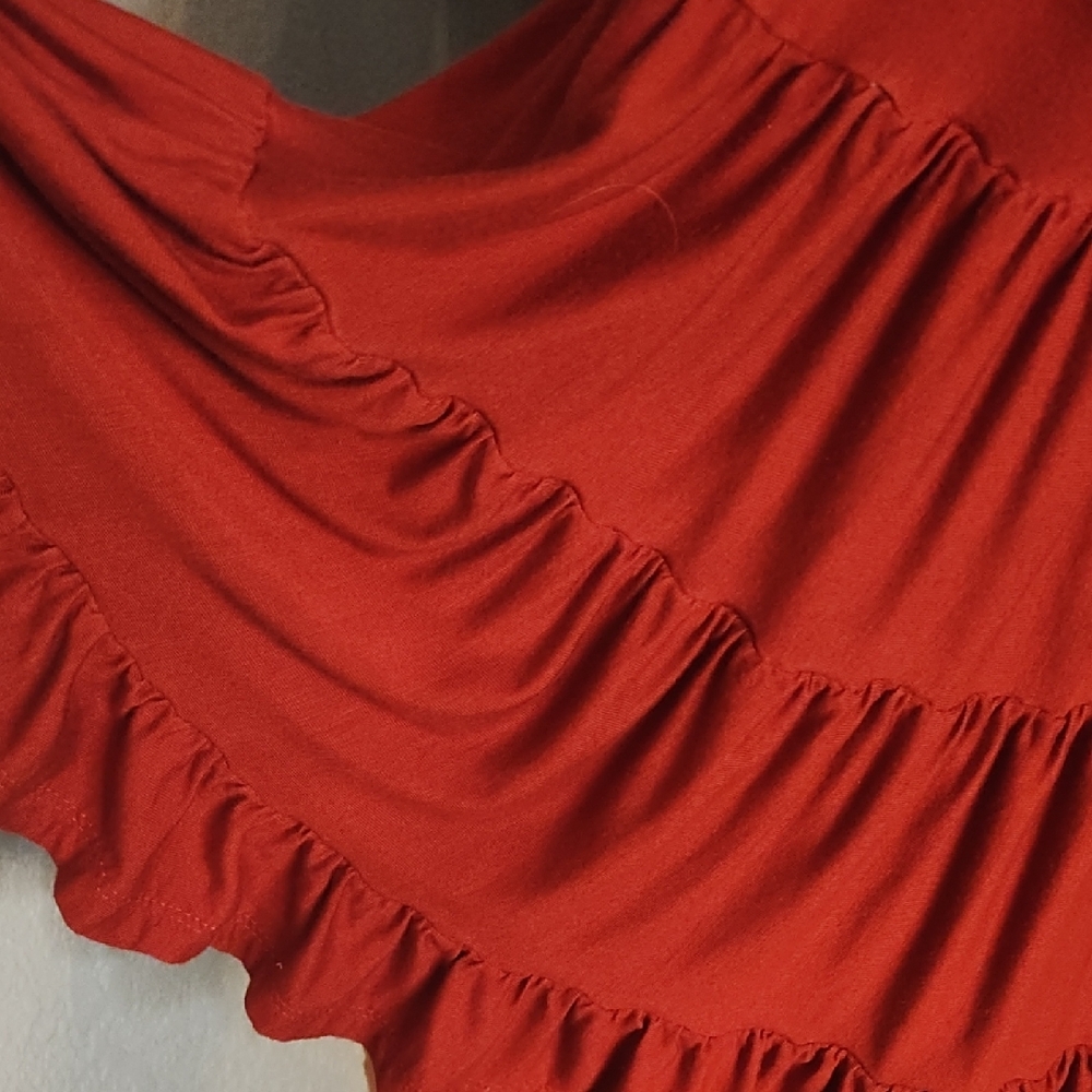 Red Ruffle Sleeve Top - Picture 2 of 4